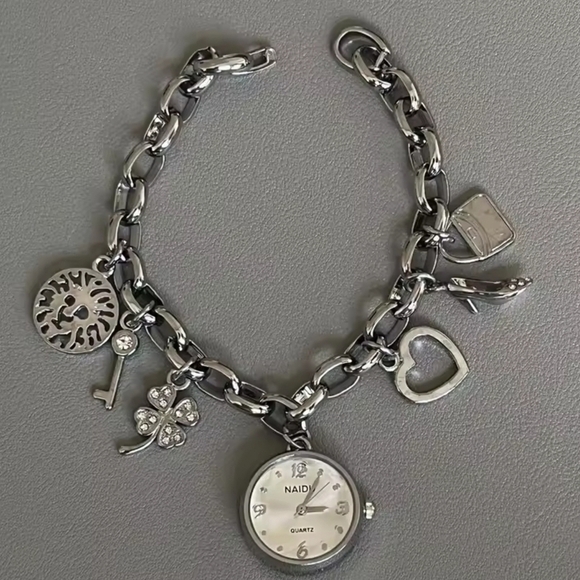Silver Charm Bracelet Watch